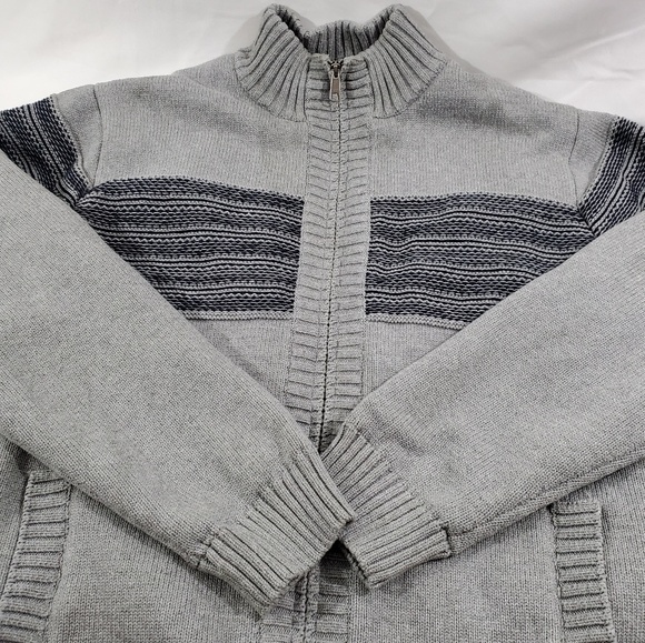 Men's Heavy Davis & Squire Gray Zip Knit Sweater - Picture 2 of 8